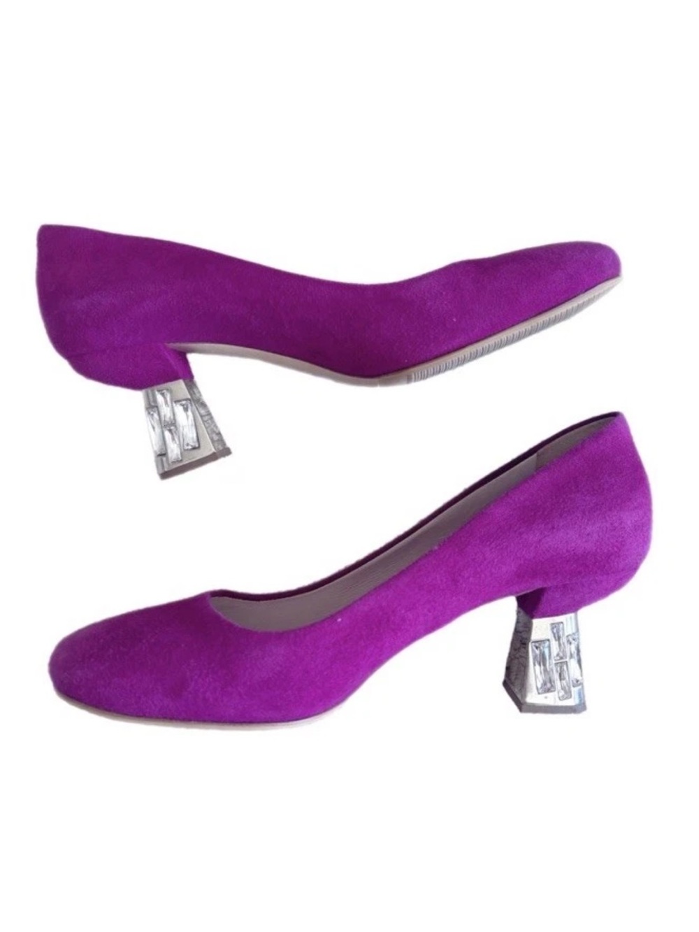 miu miu purple suede crystal shoes 37.5